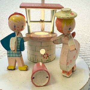 Vintage - 1960s/70s Charming Wooden Lamp - working Jack and Jill